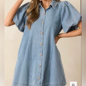 Red Dress Boutique Blue Denim Puff Sleeve Dress